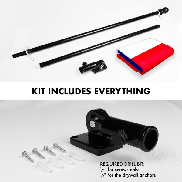 G128 Combo Pack: 6 Feet Tangle Free Spinning Flagpole (Black) France French Flag 3x5 ft Printed 150D Brass Grommets (Flag Included) Aluminum Flag Pole - Image 2