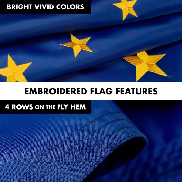 G128 Combo Pack: 5 Ft Tangle Free Aluminum Spinning Flagpole (White) & Alaska AK State Flag 2x3 Ft, ToughWeave Series Embroidered 300D Polyester | Pole with Flag Included - Image 5