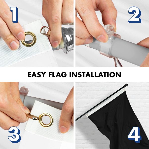 G128 Combo Pack: 5 Ft Tangle Free Aluminum Spinning Flagpole (Silver) & Solid Black Color Flag 2.5x4 Ft, LiteWeave Pro Series Printed 150D Polyester | Pole with Flag Included - Image 7