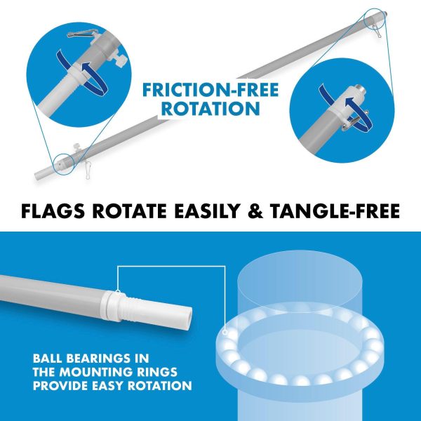 G128 Combo Pack: 5 Ft Tangle Free Aluminum Spinning Flagpole (Silver) & Solid Black Color Flag 2.5x4 Ft, LiteWeave Pro Series Printed 150D Polyester | Pole with Flag Included - Image 9