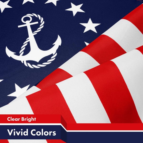 G128 American USA Yacht Ensign Flag | 3x5 Ft | LiteWeave Pro Series Printed 150D Polyester | Nautical Flag, Indoor/Outdoor, Vibrant Colors, Brass Grommets, Thicker and More Durable Than 100D Polyester - Image 3