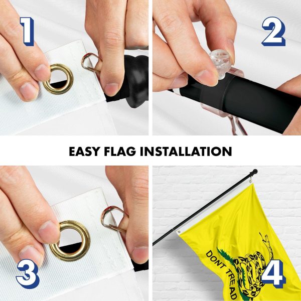 G128 Combo Pack: 6 Ft Tangle Free Aluminum Spinning Flagpole (Black) & Gadsden Don't Tread On Me Flag 3x5 Ft, LiteWeave Pro Printed 150D Polyester, 4 Corner Brass Grommets | Pole with Flag Included - Image 7