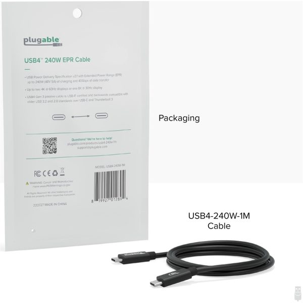 Plugable USB4 Cable with 240W Charging, 3.3 Feet (1M), USB-IF Certified - Image 7