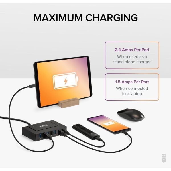 7 Port USB Charging Hub for Laptops with USB-C or USB 3.0 - Image 4