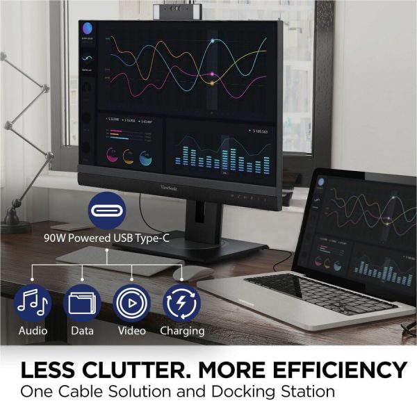 ViewSonic VG2457V 24 Inch 1080p Video Conference Docking Monitor with Windows Hello Compatible IR Webcam, Advanced Ergonomics, and 90W USB C for Home and Office - Image 7