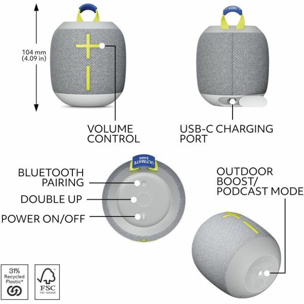 Ultimate Ears WONDERBOOM 4 Portable Waterproof Bluetooth Speaker With Big Bass and 360-Degree Sound, Dustproof Floating Speaker With 131ft (40m) Range, Gray - Image 5