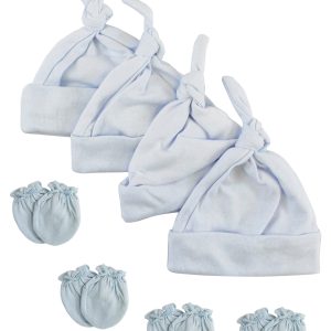 Boys Knotted Caps And Mittens - 8 Piece Set Nc_0939