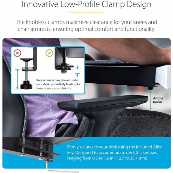StarTech.com Steel Desk Corner Sleeve, For L-Shaped/Corner Desk, Up to 1.5in (38.1mm) Thick, Increase Space for Keyboard/Mouse, Desk Tray - Image 8