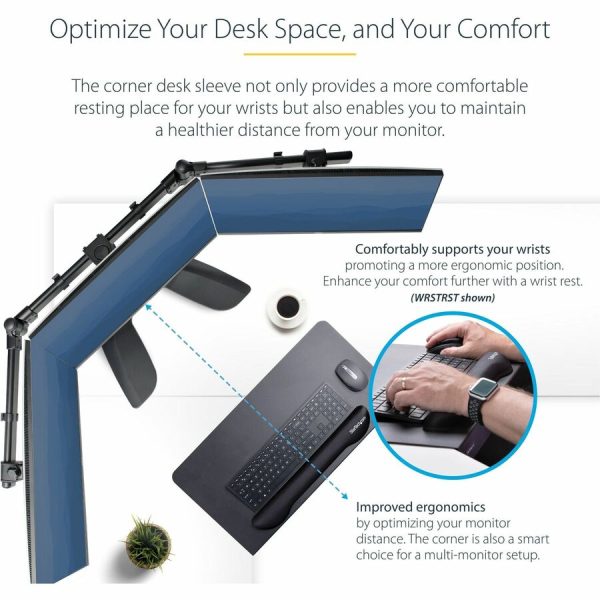 StarTech.com Steel Desk Corner Sleeve, For L-Shaped/Corner Desk, Up to 1.5in (38.1mm) Thick, Increase Space for Keyboard/Mouse, Desk Tray - Image 10