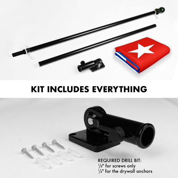 G128 Combo Pack: 6 Feet Tangle Free Spinning Flagpole (Black) Cuba Cuban Flag 3x5 ft Printed 150D Brass Grommets (Flag Included) Aluminum Flag Pole - Image 2