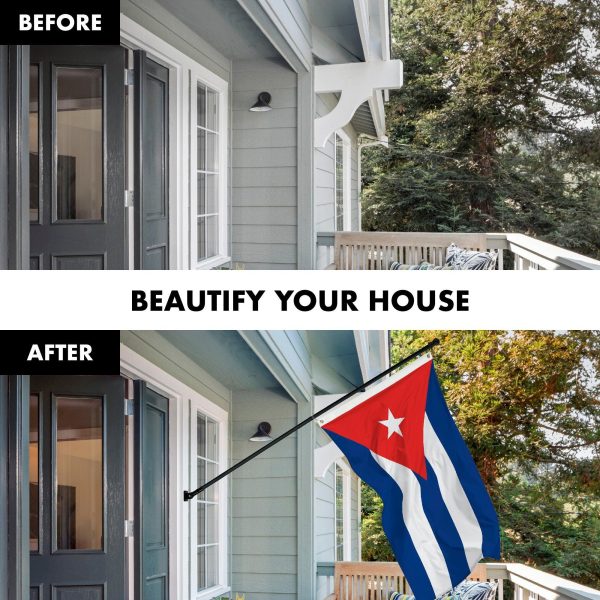 G128 Combo Pack: 6 Feet Tangle Free Spinning Flagpole (Black) Cuba Cuban Flag 3x5 ft Printed 150D Brass Grommets (Flag Included) Aluminum Flag Pole - Image 3