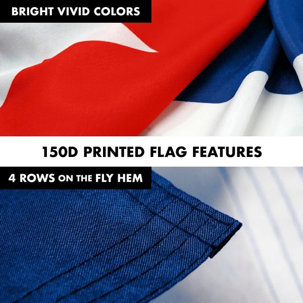G128 Combo Pack: 6 Feet Tangle Free Spinning Flagpole (Black) Cuba Cuban Flag 3x5 ft Printed 150D Brass Grommets (Flag Included) Aluminum Flag Pole - Image 5
