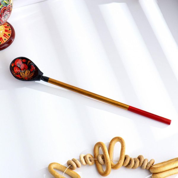 Hand Painted Pickle Spoon Khokhloma Design Multicolor 16.1 Inch Traditional Russian Kitchen Utensil Ложка деревянная в стиле хохломы - Image 2