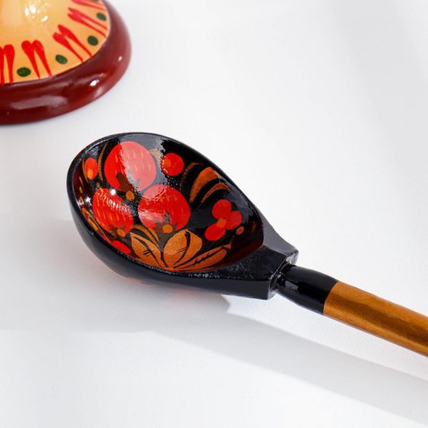 Hand Painted Pickle Spoon Khokhloma Design Multicolor 16.1 Inch Traditional Russian Kitchen Utensil Ложка деревянная в стиле хохломы - Image 3