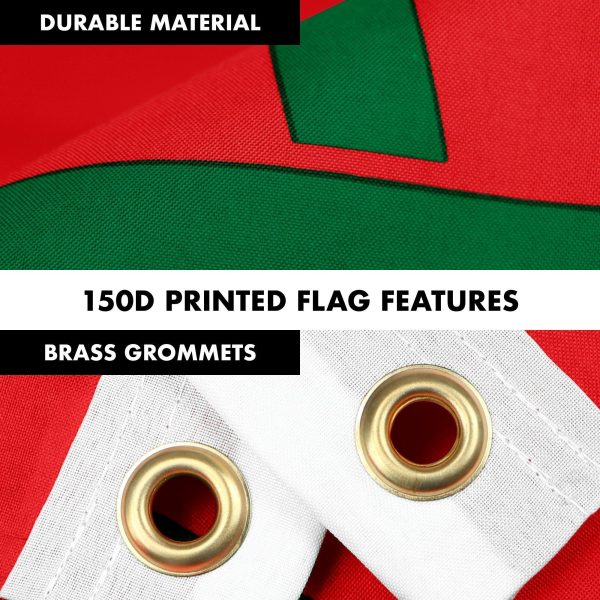 G128 Combo Pack: 6 Feet Tangle Free Spinning Flagpole (White) Morocco Moroccan Flag 3x5 ft Printed 150D Brass Grommets (Flag Included) Aluminum Flag Pole - Image 4