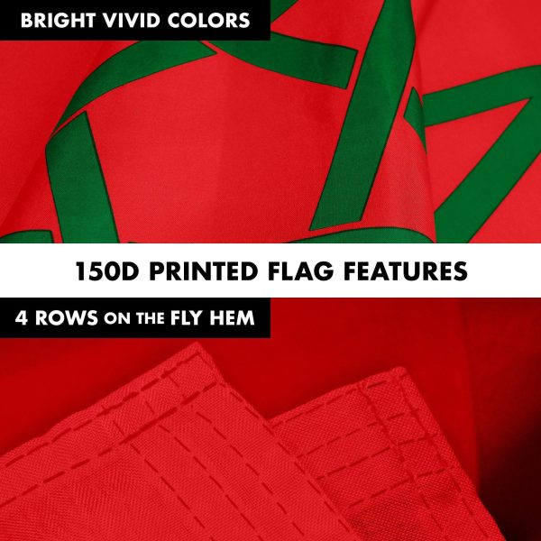 G128 Combo Pack: 6 Feet Tangle Free Spinning Flagpole (White) Morocco Moroccan Flag 3x5 ft Printed 150D Brass Grommets (Flag Included) Aluminum Flag Pole - Image 5