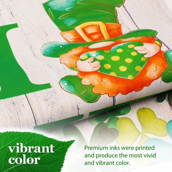 G128 Garden Flag Home St. Patrick's Day Gnome with Green Heart 12"x18" Blockout Fabric - Image 6