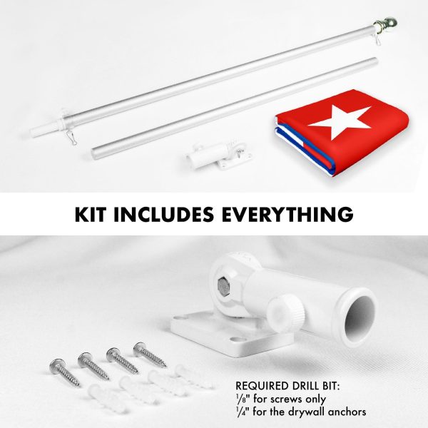 G128 Combo Pack: 6 Feet Tangle Free Spinning Flagpole (Silver) Cuba Cuban Flag 3x5 ft Printed 150D Brass Grommets (Flag Included) Aluminum Flag Pole - Image 2