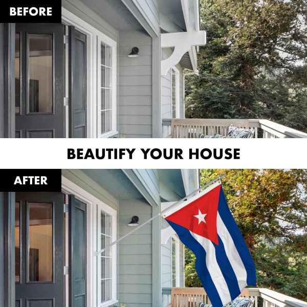 G128 Combo Pack: 6 Feet Tangle Free Spinning Flagpole (Silver) Cuba Cuban Flag 3x5 ft Printed 150D Brass Grommets (Flag Included) Aluminum Flag Pole - Image 3
