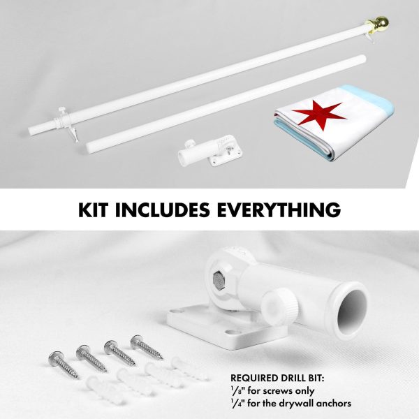 G128 Flag Pole 6 FT White Tangle Free & Chicago Flag 3x5 FT Combo Embroidered 300D Polyester - Image 2
