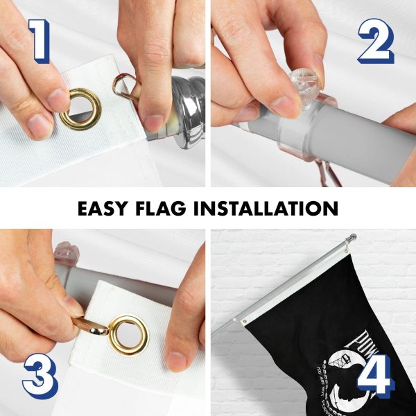 G128 - 5 Feet Tangle Free Spinning Flagpole (Silver) POW/MIA Flag Double Sided Brass Grommets Embroidered 2x3 ft (Flag Included) Aluminum Flag Pole - Image 7