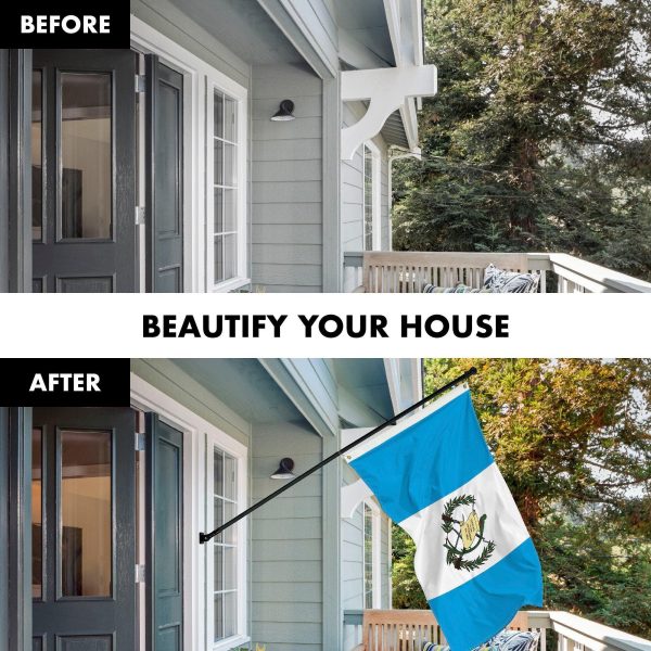 G128 Combo Pack: 6 Feet Tangle Free Spinning Flagpole (Black) Guatemala Guatemalan Flag 3x5 ft Printed 150D Brass Grommets (Flag Included) Aluminum Flag Pole - Image 3