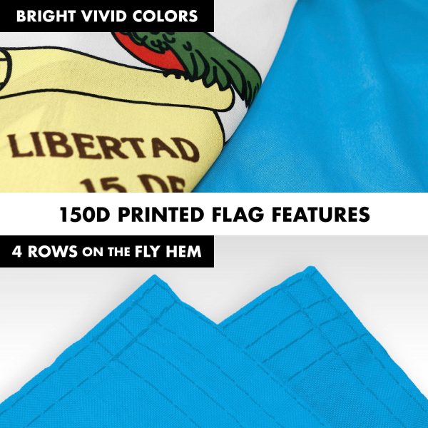 G128 Combo Pack: 6 Feet Tangle Free Spinning Flagpole (Black) Guatemala Guatemalan Flag 3x5 ft Printed 150D Brass Grommets (Flag Included) Aluminum Flag Pole - Image 5