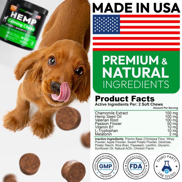 Hemp Calming Chews for Dogs   170 Dog Calming Chews   Anxiety Relief Treats   Advanced Stress Relief Separation Aid Barking Thunder Fireworks Melatonin   Pet Supplement   Made in USA - Image 6