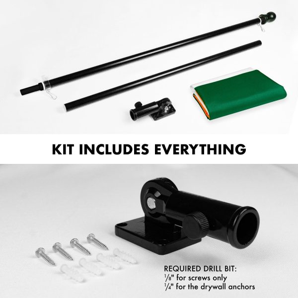 G128 - 6 Feet Tangle Free Spinning Flagpole (Black) Ireland Brass Grommets Printed 3x5 ft (Flag Included) Aluminum Flag Pole - Image 2