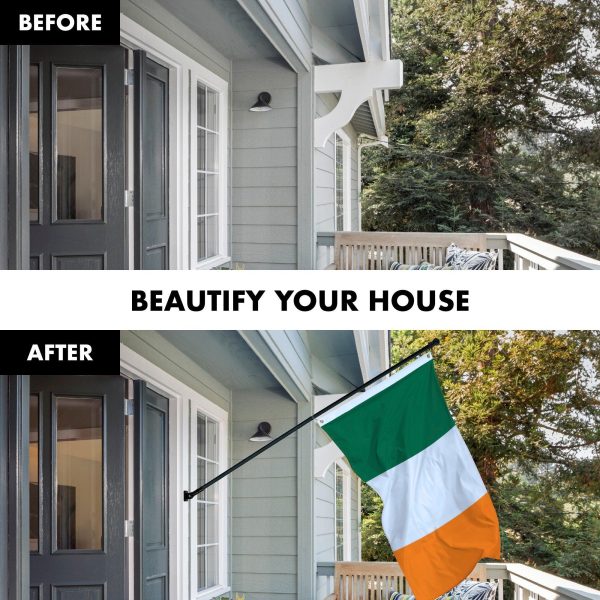 G128 - 6 Feet Tangle Free Spinning Flagpole (Black) Ireland Brass Grommets Printed 3x5 ft (Flag Included) Aluminum Flag Pole - Image 3