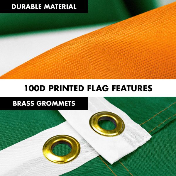 G128 - 6 Feet Tangle Free Spinning Flagpole (Black) Ireland Brass Grommets Printed 3x5 ft (Flag Included) Aluminum Flag Pole - Image 4