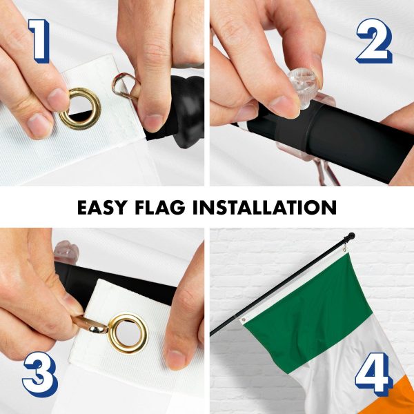 G128 - 6 Feet Tangle Free Spinning Flagpole (Black) Ireland Brass Grommets Printed 3x5 ft (Flag Included) Aluminum Flag Pole - Image 7