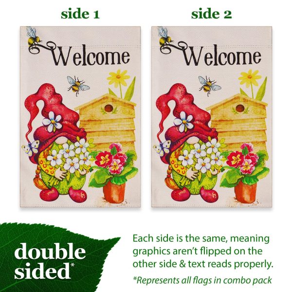 G128 Garden Flag Set Seasonal Gnomes 12"x18" 4 pieces Blockout Fabric - Image 3