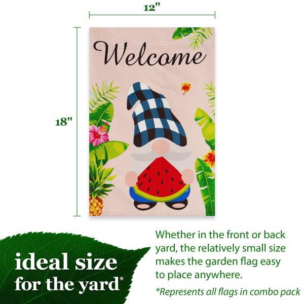 G128 Garden Flag Set Seasonal Gnomes 12"x18" 4 pieces Blockout Fabric - Image 4