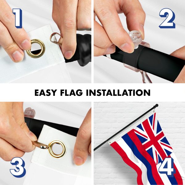 G128 Combo Pack: 6 Ft Tangle Free Aluminum Spinning Flagpole (Black) & United Kingdom UK Flag 3x5 Ft, ToughWeave Series Embroidered 300D Polyester | Pole with Flag Included - Image 7