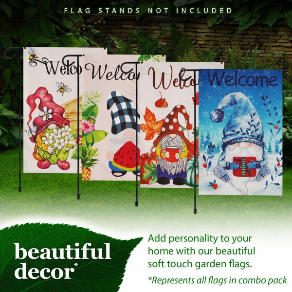 G128 Garden Flag Set Seasonal Gnomes 12"x18" 4 pieces Blockout Fabric - Image 8