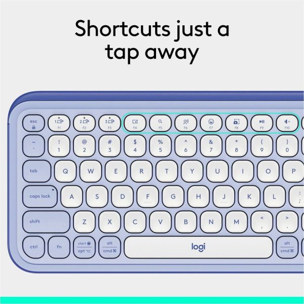 Logitech POP ICON KEYS Wireless Bluetooth Keyboard, Comfortable Typing, Programmable Keys, Easy-Switch Between up to 3 Devices (Lilac & Off-white) - Image 8