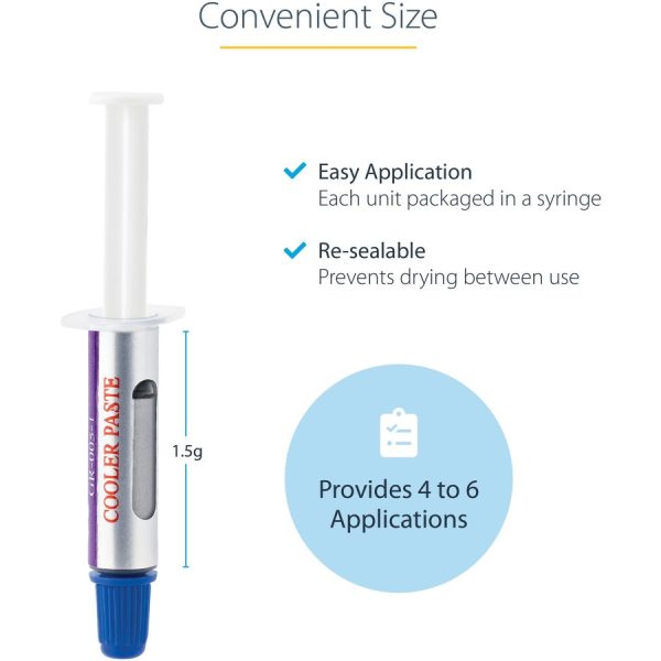 StarTech.com Thermal Paste, 1.5g Metal Oxide Heat Sink Compound, Re-sealable Syringes, CPU Paste - Image 3