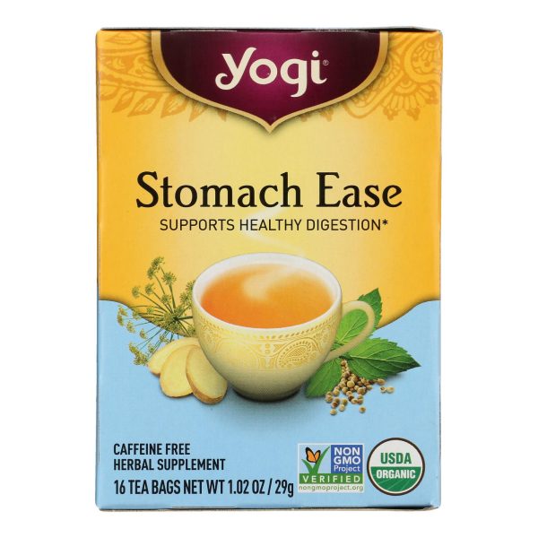 Yogi Organic Stomach Ease Herbal Tea - 16 Tea Bags - Case of 6
