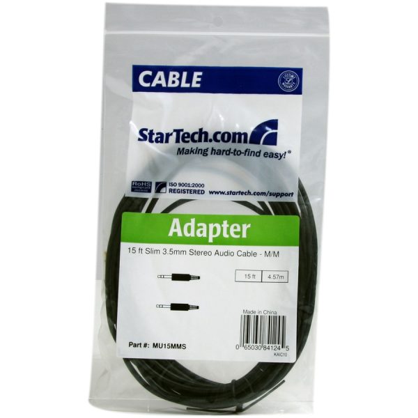 StarTech.com 15 ft Slim 3.5mm Stereo Audio Cable - M/M - Image 3