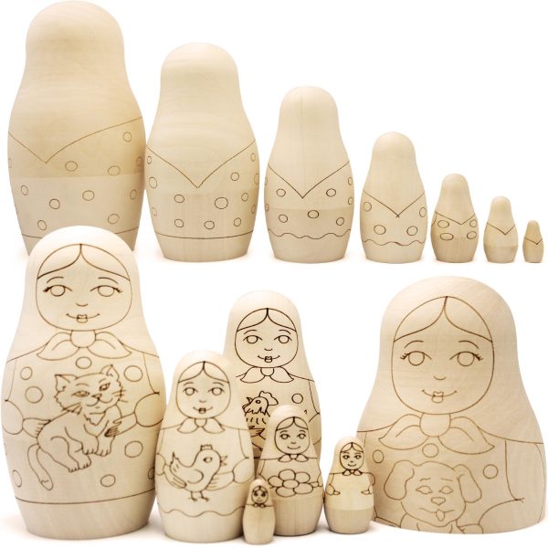 Blank Russian Nesting Dolls to Paint Set 7 pcs   Wooden Crafts to Paint Your Own Matryoshka   Unfinished Wood Crafts   Blank Nesting Dolls Unpainted - Image 2
