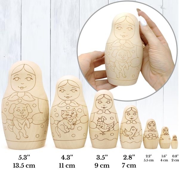 Blank Russian Nesting Dolls to Paint Set 7 pcs   Wooden Crafts to Paint Your Own Matryoshka   Unfinished Wood Crafts   Blank Nesting Dolls Unpainted - Image 4