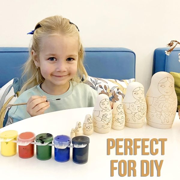 Blank Russian Nesting Dolls to Paint Set 7 pcs   Wooden Crafts to Paint Your Own Matryoshka   Unfinished Wood Crafts   Blank Nesting Dolls Unpainted - Image 5