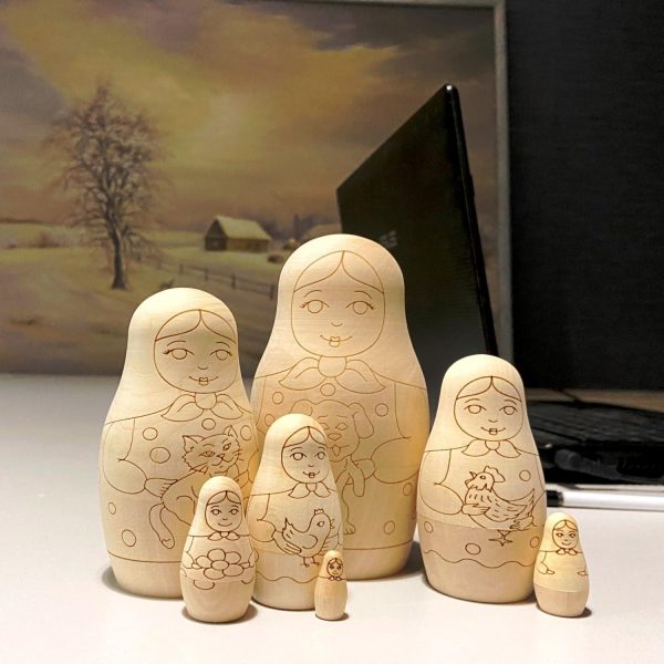 Blank Russian Nesting Dolls to Paint Set 7 pcs   Wooden Crafts to Paint Your Own Matryoshka   Unfinished Wood Crafts   Blank Nesting Dolls Unpainted - Image 9