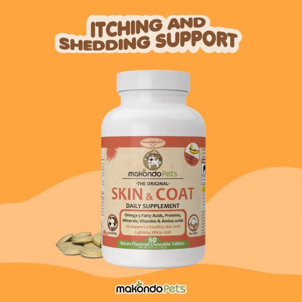 Skin and Coat Supplement with Fish Oil and Omega 3 for Dogs and Cats   Dog Itch Relief Pet Supplement for Shedding Dry Itchy Skin and Allergies   Dog Allergy Treatment Vitamins (60 Chewable Tablets) - Image 2