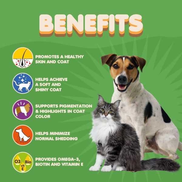 Skin and Coat Supplement with Fish Oil and Omega 3 for Dogs and Cats   Dog Itch Relief Pet Supplement for Shedding Dry Itchy Skin and Allergies   Dog Allergy Treatment Vitamins (60 Chewable Tablets) - Image 3