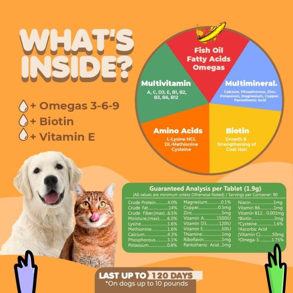 Skin and Coat Supplement with Fish Oil and Omega 3 for Dogs and Cats   Dog Itch Relief Pet Supplement for Shedding Dry Itchy Skin and Allergies   Dog Allergy Treatment Vitamins (60 Chewable Tablets) - Image 5