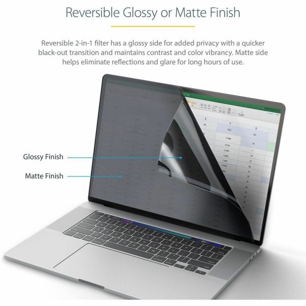 StarTech.com 14-inch MacBook Pro 21/23 Laptop Privacy Screen, Anti-Glare Privacy Filter w/51% Blue Light Reduction, Matte/Glossy Sides - Image 3