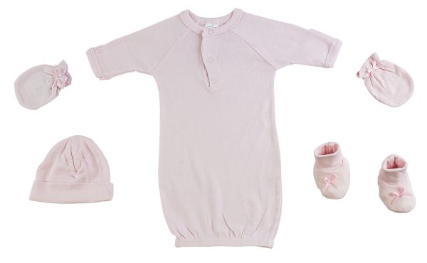 Preemie Gown, Cap, Mittens And Booties - 4 Pc Set Cs_0065