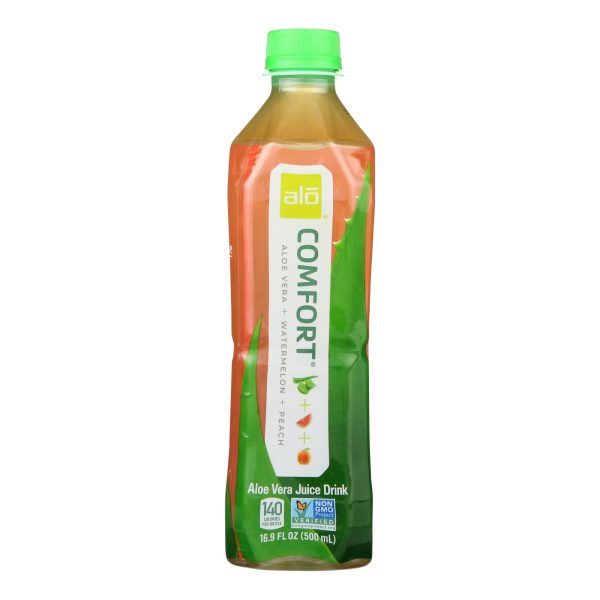 Alo Original Comfort Aloe Vera Juice Drink - Watermelon and Peach - Case of 12 - 16.9 fl oz. - Image 2